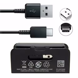 Original Samsung UK 3 Pin 15W Adaptive Fast Mains Charger USB C Cable In Black