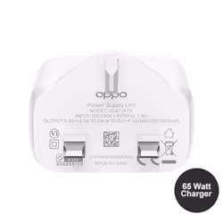 Original Oppo SuperVooc 65W Adapter UK Charger VCA7GAYH Plug Head Only