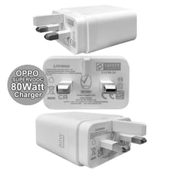 Original OPPO SuperVooc 80Watt Rapid Fast 3 Pin UK Charger VCB8JAYH Plug Head Only
