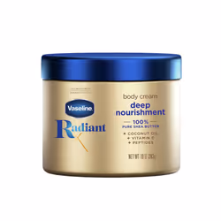 Vaseline Radiant X Deep Nourishment Body Cream 100% Pure Shea Butter Coconut Oil Vitamin C & Peptides 10 OZ