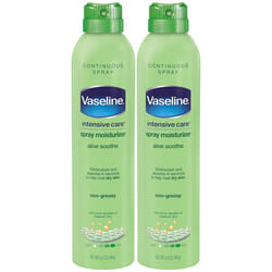 Vaseline Intensive Care Spray Moisturizer  Aloe Soothe Spray Lotion Moisturizer for Dry Skin with Micro-Droplets of Vaseline Lotion (Pack of 2  6.5 Oz