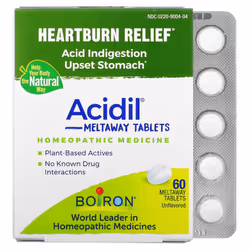 Boiron, Acidil, Acid Indigestion, Unflavored, 60 Meltaway Tablets