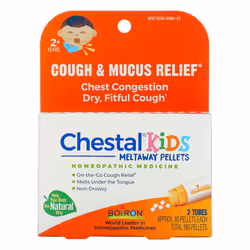 Boiron, Chestal Kids Meltaway Pellets, Cough & Mucus Relief, 2+ Years, 2 Tubes, Approx. 80 Pellets Each