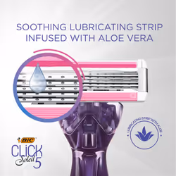 Click 5 Soleil Women's Razor Refills, 3 Moveable Blades and Lubricating Strip - Box of 8 Cartridges, Purple, 8 Count (Pack of 1)