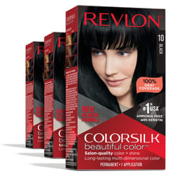 Revlon Permanent Hair Color  Permanent Hair Dye  Colorsilk with 100% Gray Coverage  Ammonia-Free  Keratin and Amino Acids  10 Black  4.4 Oz (Pack of 3