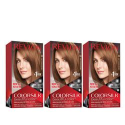 REVLON Colorsilk Beautiful Color Permanent Hair Color with 3D Gel Technology & Keratin  100% Gray Coverage Hair Dye  54 Light Golden Brown  3 Pack