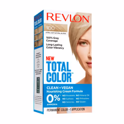 Revlon Total Permanent Hair Color, Clean and Vegan, 100% Gray Coverage Dye, 100 Extra Light Natural Blonde, 5.94 fl oz