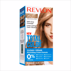 Revlon Total Permanent Hair Color, Clean and Vegan, 100% Gray Coverage Dye, 70 Dark Natural Blonde, 5.94 fl oz