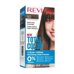 Revlon Total Color Permanent Hair Color  Clean and Vegan  100% Gray Coverage Hair Dye  50 Medium Natural Brown  3.5 oz