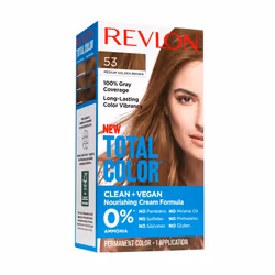 Revlon Total Permanent Hair Color, Clean and Vegan, 100% Gray Coverage Dye, 53 Medium Golden Brown, 5.94 fl oz