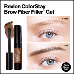 REVLON ColorStay Brow Fiber Filler  Longwearing & Volumizing Waterproof Eyebrow Gel  302 Warm Brown  0.23 fl. oz.