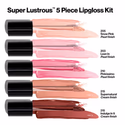 REVLON Lip Gloss Set  Super Lustrous 5 Piece Gift Set  Non-Sticky  High Shine  Cream & Pearl Finishes