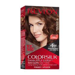 Revlon New ColorSilk Beautiful Permanent Hair Color, No Mess Formula, 46 Medium Golden Chestnut Brown, 1 Pack