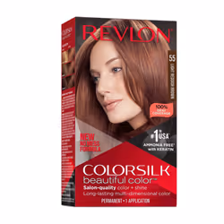 Revlon New ColorSilk Beautiful Permanent Hair Color, No Mess Formula, 55 Light Reddish Brown, 1 Pack
