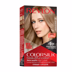 Revlon New ColorSilk Beautiful Permanent Hair Color, No Mess Formula, 70 Medium Ash Blonde, 1 Pack