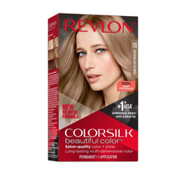 Revlon New ColorSilk Beautiful Permanent Hair Color, No Mess Formula, 70 Medium Ash Blonde, 1 Pack