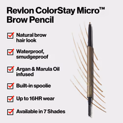 Revlon ColorStay Micro Eyebrow Pencil with Built In Spoolie Brush  Infused with Argan and Marula Oil  Waterproof  Smudgeproof  450 Blonde (Pack of 1)