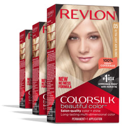Revlon Permanent Hair Color  Permanent Blonde Hair Dye  Colorsilk with 100% Gray Coverage  Ammonia-Free  Keratin and Amino Acids  Blonde Shades (Pack