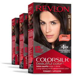 Revlon Permanent Hair Color  Permanent Brown Hair Dye  Colorsilk with 100% Gray Coverage  Ammonia-Free  Keratin and Amino Acids  Brown Shades (Pack of
