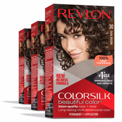 Revlon Permanent Hair Color Permanent Brown Hair Dye Colorsilk with 100% Gray Coverage Ammonia-Free Keratin and Amino Aci ...