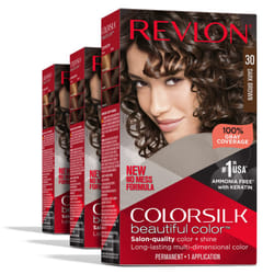 Revlon Permanent Hair Color  Permanent Brown Hair Dye  Colorsilk with 100% Gray Coverage  Ammonia-Free  Keratin and Amino Acids  Brown Shades (Pack of