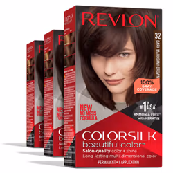 Revlon Permanent Hair Color Permanent Brown Hair Dye Colorsilk with 100% Gray Coverage Ammonia-Free Keratin and Amino Aci ...