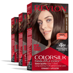 Revlon Permanent Hair Color  Permanent Brown Hair Dye  Colorsilk with 100% Gray Coverage  Ammonia-Free  Keratin and Amino Acids  Brown Shades (Pack of