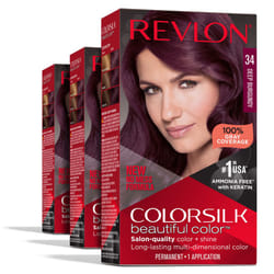 Revlon Permanent Hair Color  Permanent Red Hair Dye  Colorsilk with 100% Gray Coverage  Ammonia-Free  Keratin and Amino Acids  Red Shades (Pack of 3)
