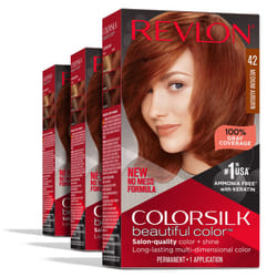 Revlon Permanent Hair Color  Permanent Red Hair Dye  Colorsilk with 100% Gray Coverage  Ammonia-Free  Keratin and Amino Acids  Red Shades (Pack of 3)