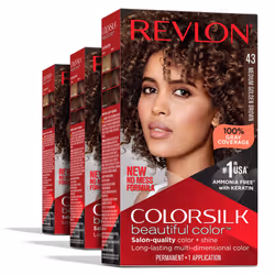 Revlon Permanent Hair Color Permanent Brown Hair Dye Colorsilk with 100% Gray Coverage Ammonia-Free Keratin and Amino Aci ...