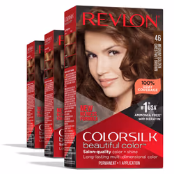 Revlon Permanent Hair Color Permanent Brown Hair Dye Colorsilk with 100% Gray Coverage Ammonia-Free Keratin and Amino Aci ...
