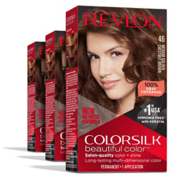 Revlon Permanent Hair Color  Permanent Brown Hair Dye  Colorsilk with 100% Gray Coverage  Ammonia-Free  Keratin and Amino Acids  Brown Shades (Pack of