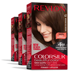 Revlon Permanent Hair Color  Permanent Brown Hair Dye  Colorsilk with 100% Gray Coverage  Ammonia-Free  Keratin and Amino Acids  Brown Shades (Pack of