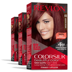 Revlon Permanent Hair Color  Permanent Red Hair Dye  Colorsilk with 100% Gray Coverage  Ammonia-Free  Keratin and Amino Acids  Red Shades (Pack of 3)