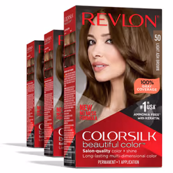 Revlon Permanent Hair Color Permanent Brown Hair Dye Colorsilk with 100% Gray Coverage Ammonia-Free Keratin and Amino Aci ...