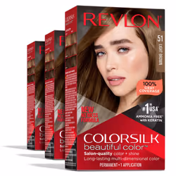 Revlon Permanent Hair Color Permanent Brown Hair Dye Colorsilk with 100% Gray Coverage Ammonia-Free Keratin and Amino Aci ...