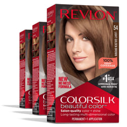 Revlon Permanent Hair Color  Permanent Brown Hair Dye  Colorsilk with 100% Gray Coverage  Ammonia-Free  Keratin and Amino Acids  Brown Shades (Pack of