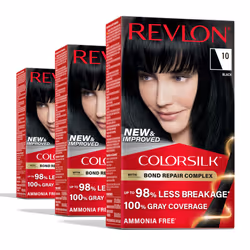 Revlon ColorSilk with Bond Repair Complex Black Permanent Hair Color 100% Gray Coverage Ammonia Free Hair Dye Vegan Kerat ...
