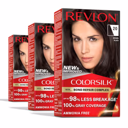 Revlon ColorSilk with Bond Repair Complex Permanent Hair Color 100 Gray Coverage Ammonia Free Hair Dye Vegan Keratin 20 Brown ...