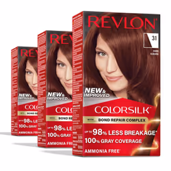 Revlon ColorSilk with Bond Repair Complex Permanent Hair Color 100 Gray Coverage Ammonia Free Hair Dye Vegan Keratin 31 Dark ...