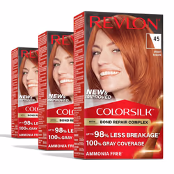 Revlon ColorSilk with Bond Repair Complex Permanent Hair Color 100 Gray Coverage Ammonia Free Hair Dye Vegan Keratin 45 Brigh ...