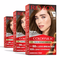 Revlon ColorSilk with Bond Repair Complex Brown Permanent Hair Color 100% Gray Coverage Ammonia Free Hair Dye Vegan Kerat ...