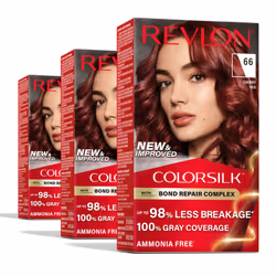 Revlon ColorSilk with Bond Repair Complex Red Permanent Hair Color 100% Gray Coverage Ammonia Free Hair Dye Vegan Keratin ...