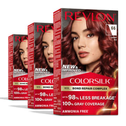Revlon ColorSilk with Bond Repair Complex  Red Permanent Hair Color  100% Gray Coverage  Ammonia Free Hair Dye  Vegan Keratin  66 Cherry Red (Pack of