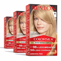 Revlon ColorSilk with Bond Repair Complex Permanent Hair Color 100 Gray Coverage Ammonia Free Hair Dye Vegan Keratin 81 Light ...