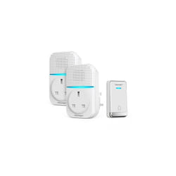 TECKNET Self-Powered Doorbell, Waterproof Twin Wireless Doorbell No Battery Required Push Button Plug Through Cordless Door Chime