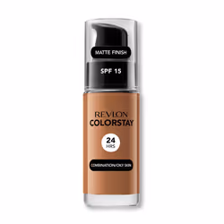 Revlon ColorStay Makeup for Combination/Oily Skin SPF 15, Mahogany, Step 1: Shake well Step 2: Apply a small dab to one area ...