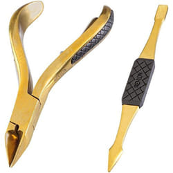 Revlon Gold Series Ingrown Away Set  includes Toenail Nipper and Dual Ended Toenail Tool  Titanium Coated for Maximum Durability
