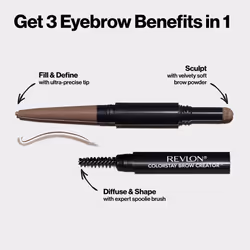 Revlon Eyebrow Pencil & Powder  ColorStay Brow Creator 2-in-1 Eye Makeup with Spoolie  Longwearing with Precision Tip  605 Soft Brown  0.23 Oz