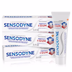 Sensodyne Sensitivity & Gum Whitening Toothpaste  Toothpaste for Sensitive Teeth & Gum Problems  3.4 Ounces (Pack of 3)